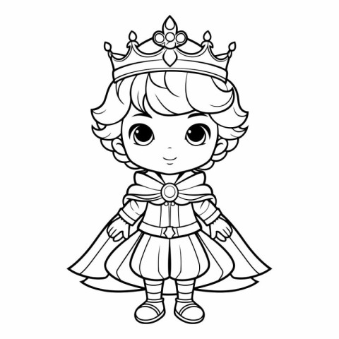 Cute little princess with crown. Coloring book for children.