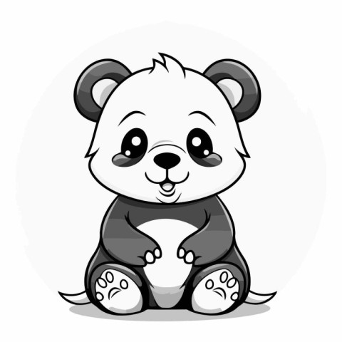 Cute cartoon panda sitting on the floor.