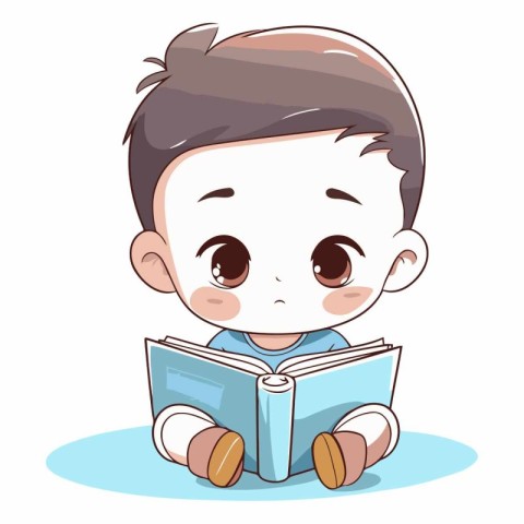 cute little boy reading a book. eps10