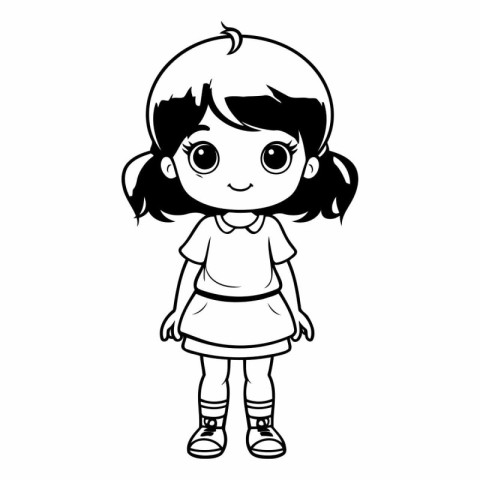 cute little girl with hairstyle and blouse vector illustration d