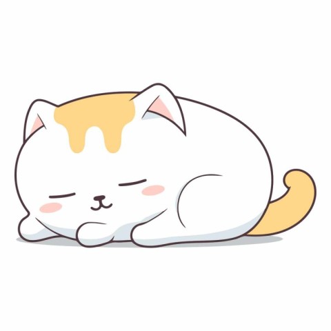 Cute cat sleeping on white background of a cat.