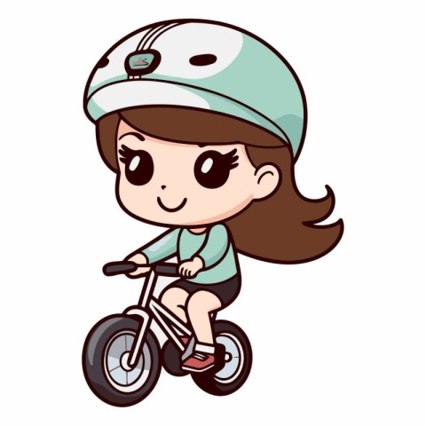 Girl riding a bike on a white background. eps