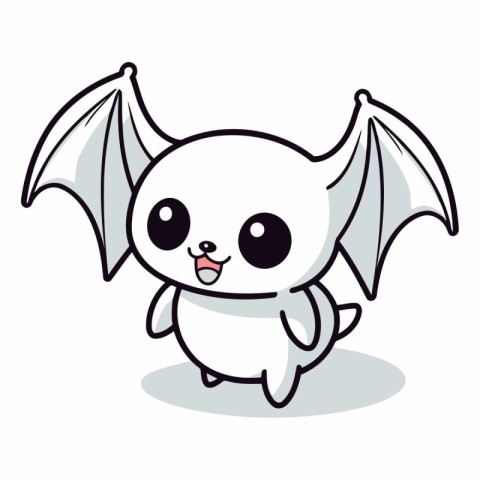 cute flying bat kawaii character vector illustartion design