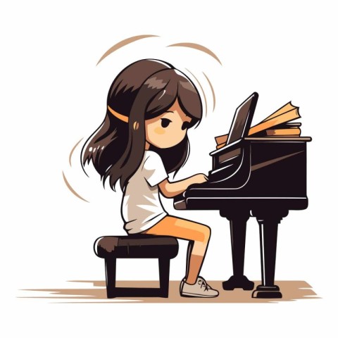 Girl playing the piano of a girl playing the piano.