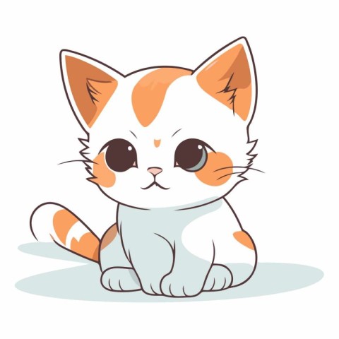 Cute cartoon cat isolated on a white background.