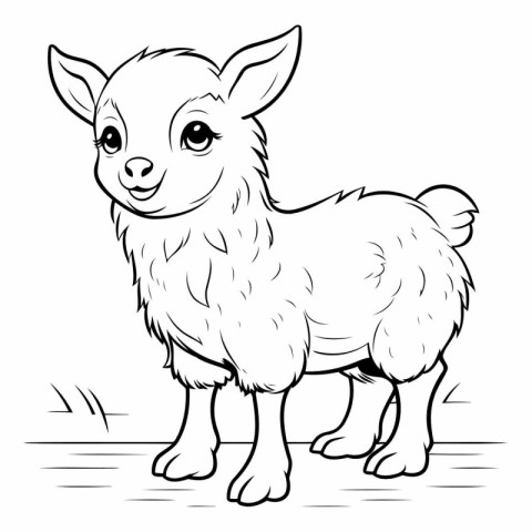 Cartoon Illustration of Cute Sheep Animal Character for Coloring