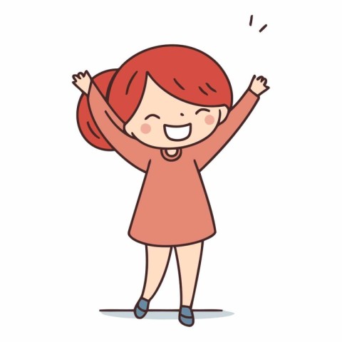 Happy child. Cute little girl with raised hands