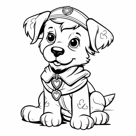 Cartoon Illustration of Cute Puppy Dog for Coloring Book