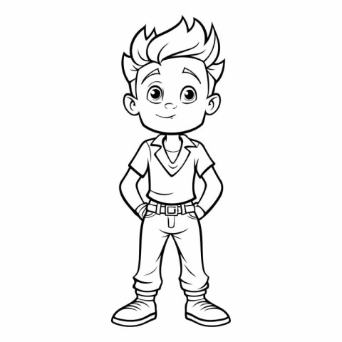 Vector illustration of Cute Cartoon boy. Coloring book for kids