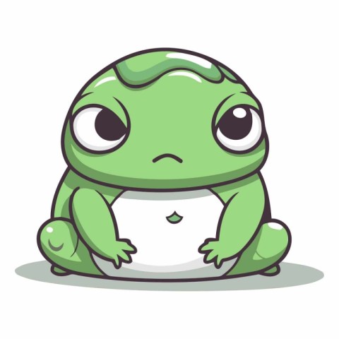 Sad green frog character cartoon vector illustration. Cute littl