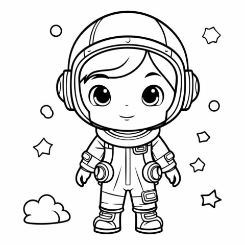 Cute cartoon astronaut boy. Coloring book for children.