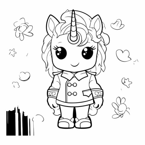 Unicorn cartoon. Coloring book for children.