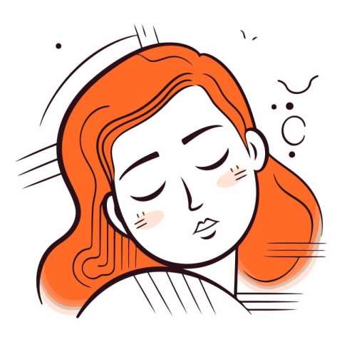 Illustration of a young woman with closed eyes.