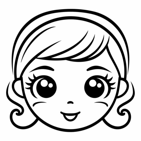 cute little girl face cartoon vector illustration graphic design