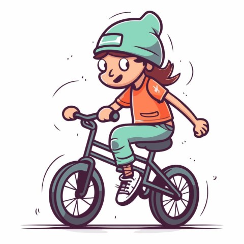 Cartoon boy riding bicycle of a boy on a bicycle.