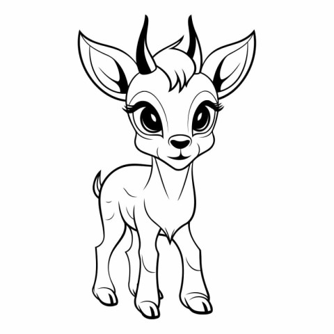 Vector image of a cute baby goat on a white background. isolated