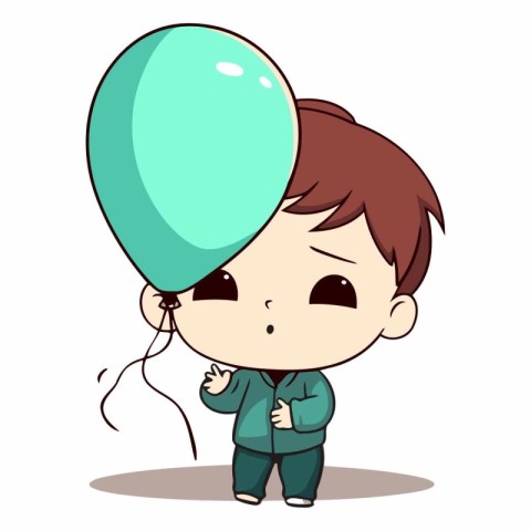 Boy with balloon - Cute cartoon boy with balloon