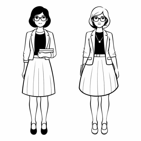 businesswomen avatar cartoon character wearing office clothes bl