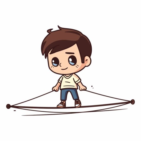 Cute little boy playing bow and arrow cartoon vector illustratio