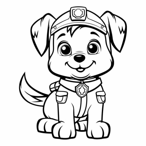 Black and White Cartoon Illustration of Cute Puppy Dog Animal Ch