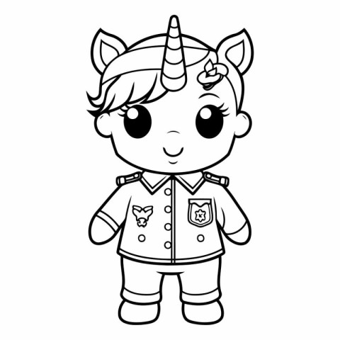 Coloring Page Outline Of Cute Unicorn Cartoon Character Vector I