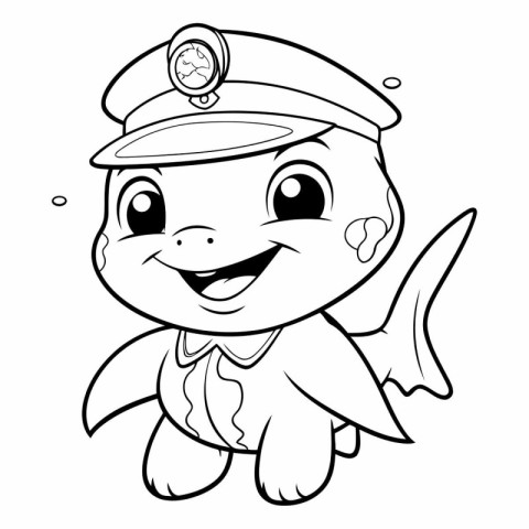 Coloring book of cute baby shark - Coloring page for kids