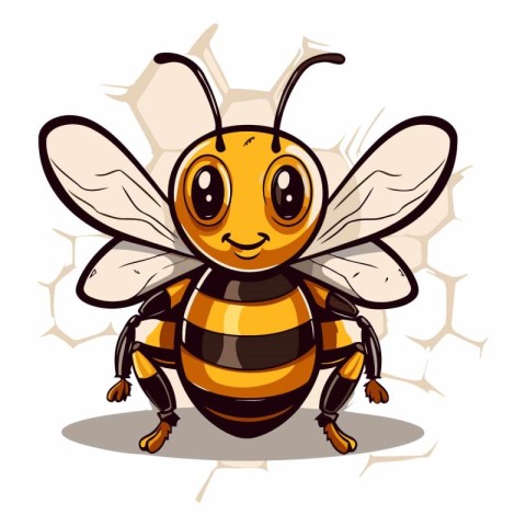 Cute cartoon bee isolated on a white background.