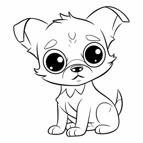 Cute puppy with big eyes for coloring book.