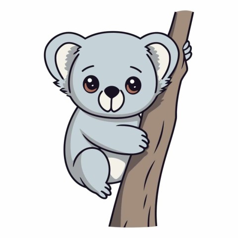 Cute koala on a tree of a cartoon koala.