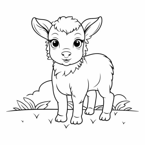 Cute cartoon sheep for coloring book or page.