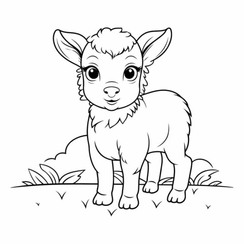 Cute cartoon sheep for coloring book or page.
