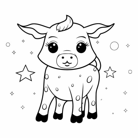 Coloring book for children. Cute cartoon pig. Black and white ve