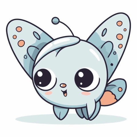 Butterfly cartoon. Cute kawaii character.