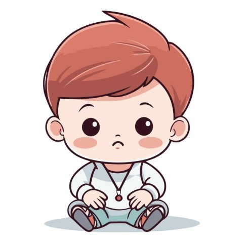 Cute little boy sitting and looking up design.