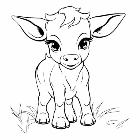 Cute cartoon baby calf on a white background.