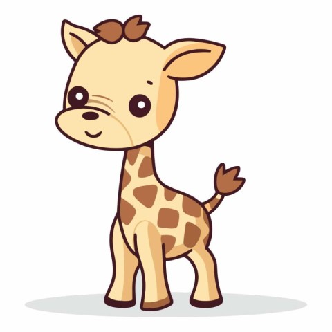 Cute cartoon giraffe isolated on white background.