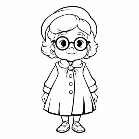 Coloring book for children: girl in glasses.