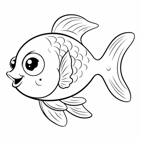 Coloring book for children: cute cartoon fish.