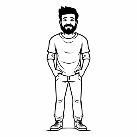 young man with beard avatar character vector illustration design