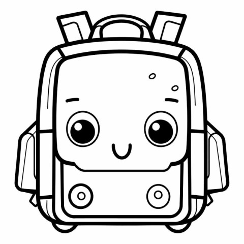 Outline of a cute backpack on a white background