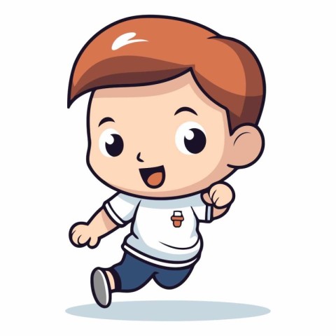 Running Boy - Cute Cartoon Mascot Character Vector Illustration