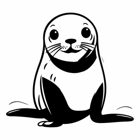 Vector illustration of a seal sitting on a white background. Car