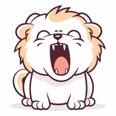 Lion Cartoon Illustration Isolated on a White Background - Vecto