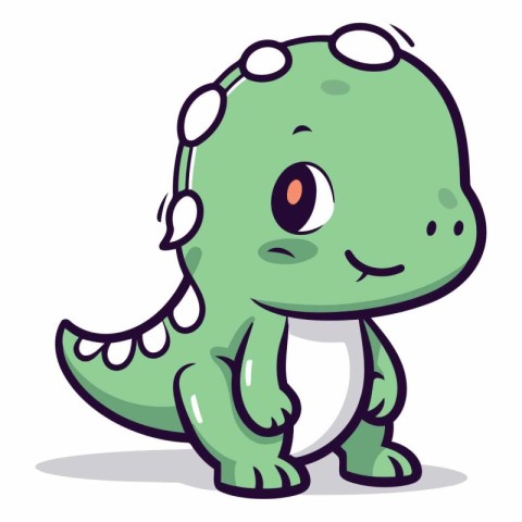 Cute cartoon dinosaur isolated on a white background.