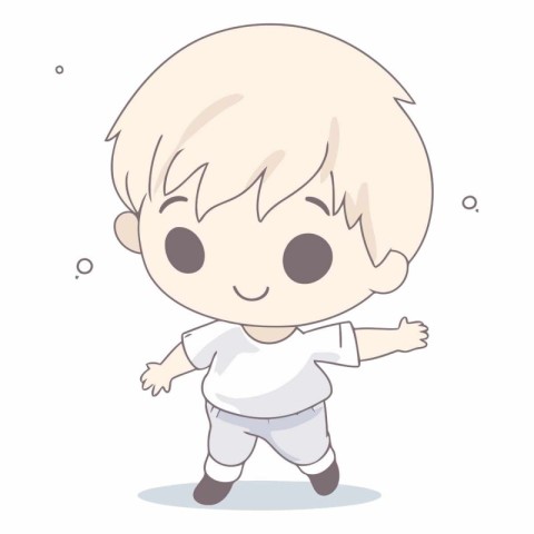 Illustration of a Cute Little Boy Posing in a White Shirt