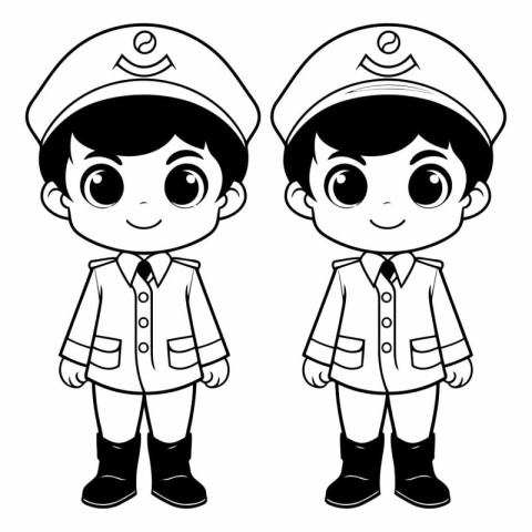 Boy and girl in the uniform of the police.