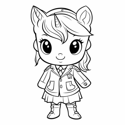 Coloring Page Outline Of a Cute Unicorn Girl Coloring Book