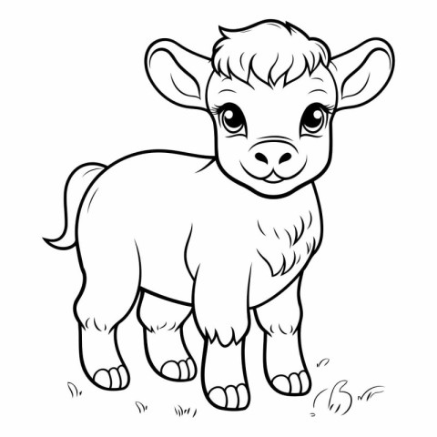 Coloring book for children: Cute baby calf.