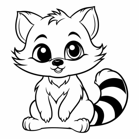 Cute cartoon raccoon. Coloring book.