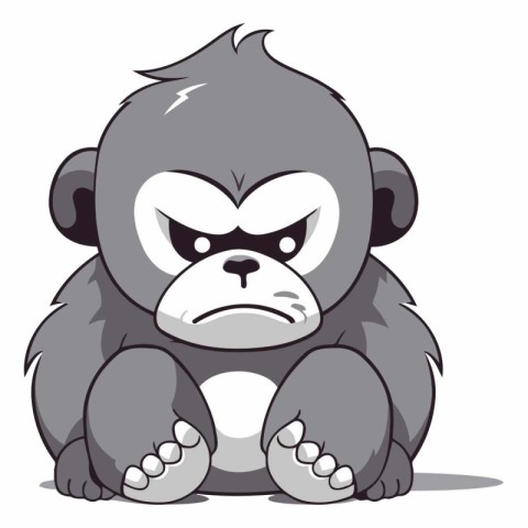 Vector illustration of a sad gorilla on a white background. Cart